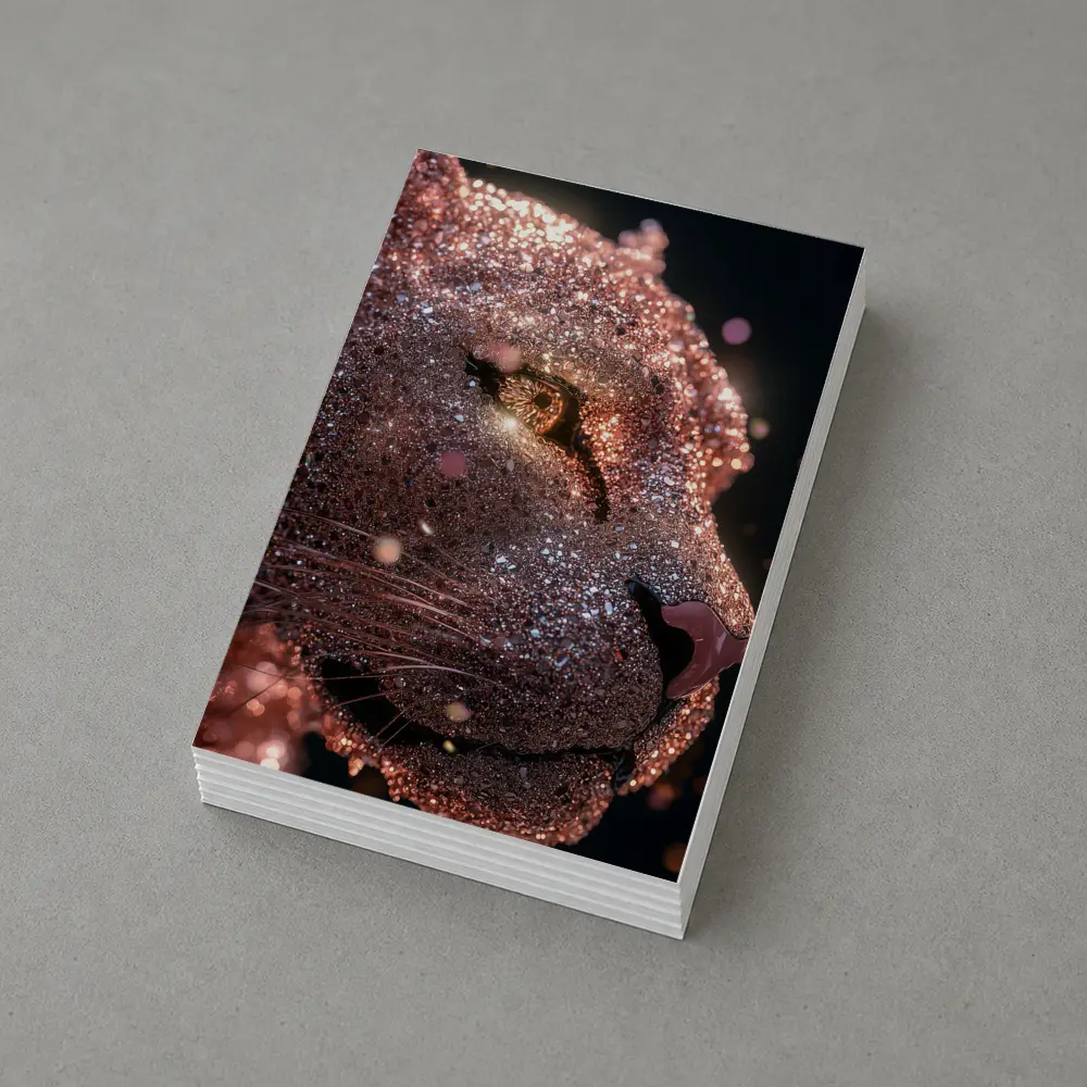Rose Gold Glitter Lion Portrait Dark Background – Postcards