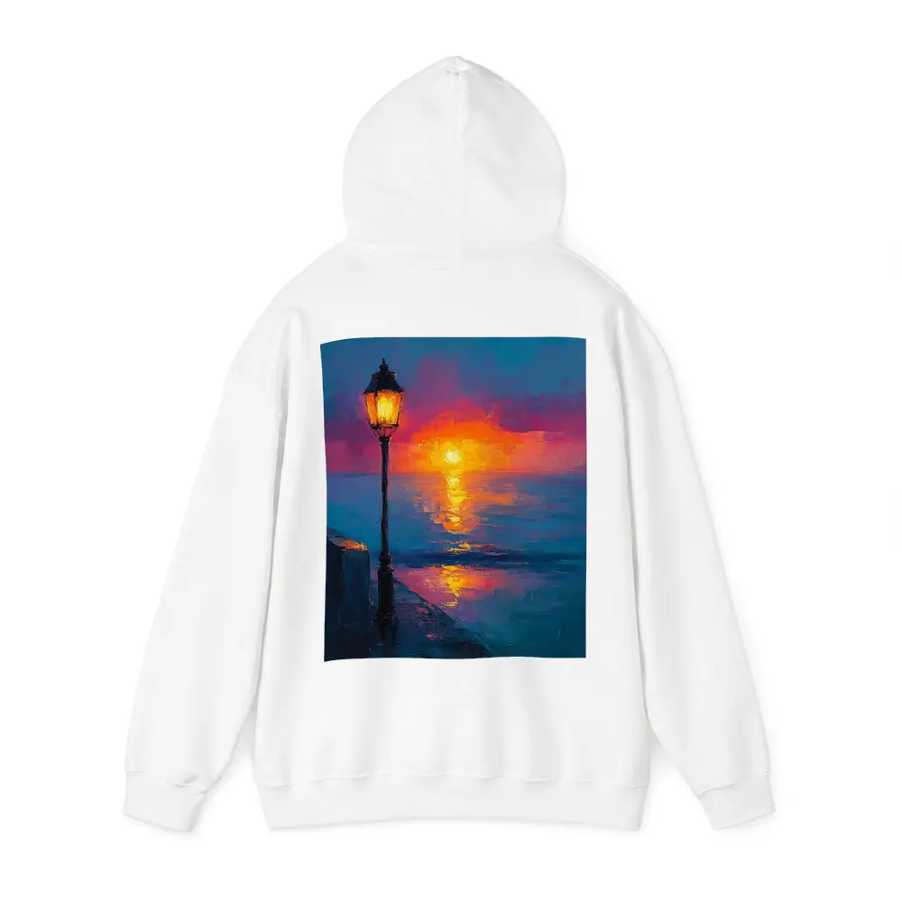 Oil Painting Street Lamp Ocean Sunset – Hoodies