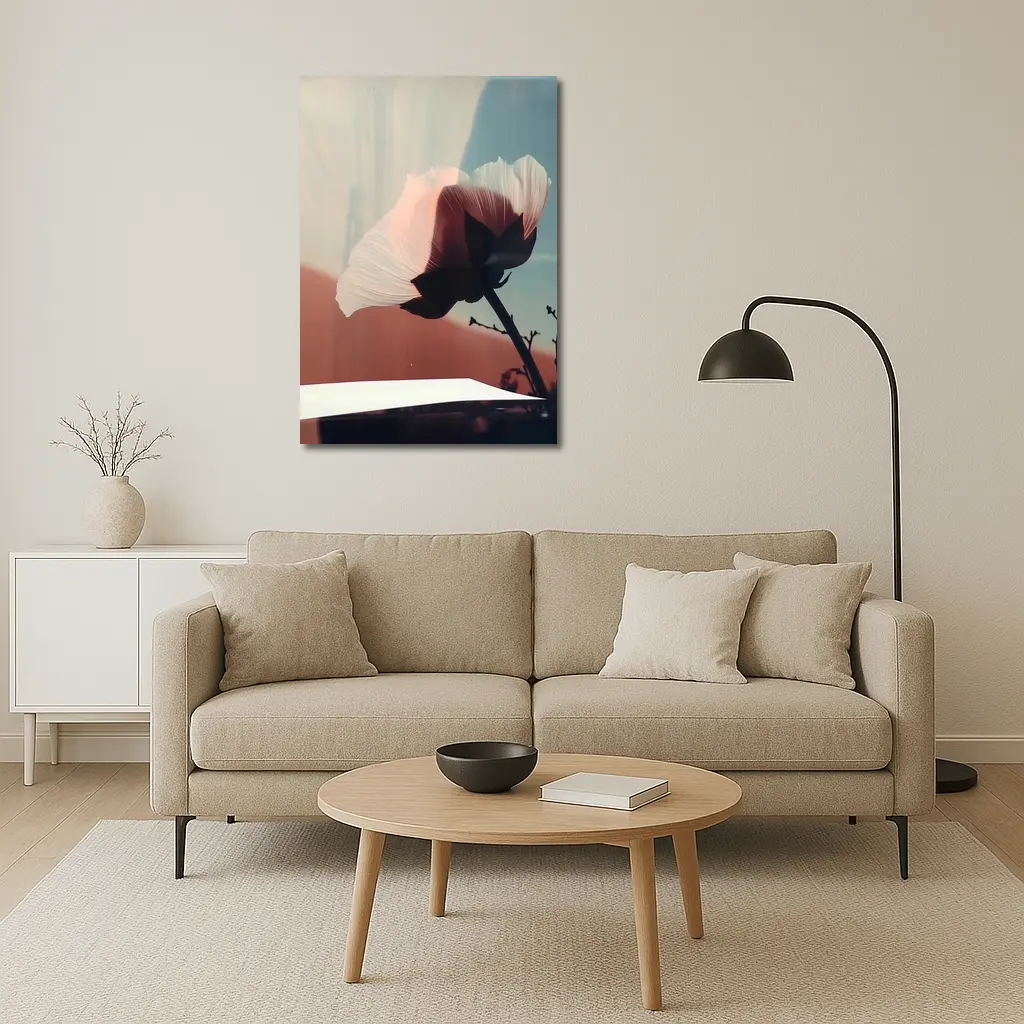 Poppy Flower Soft Blue Sky Background – Wall Art