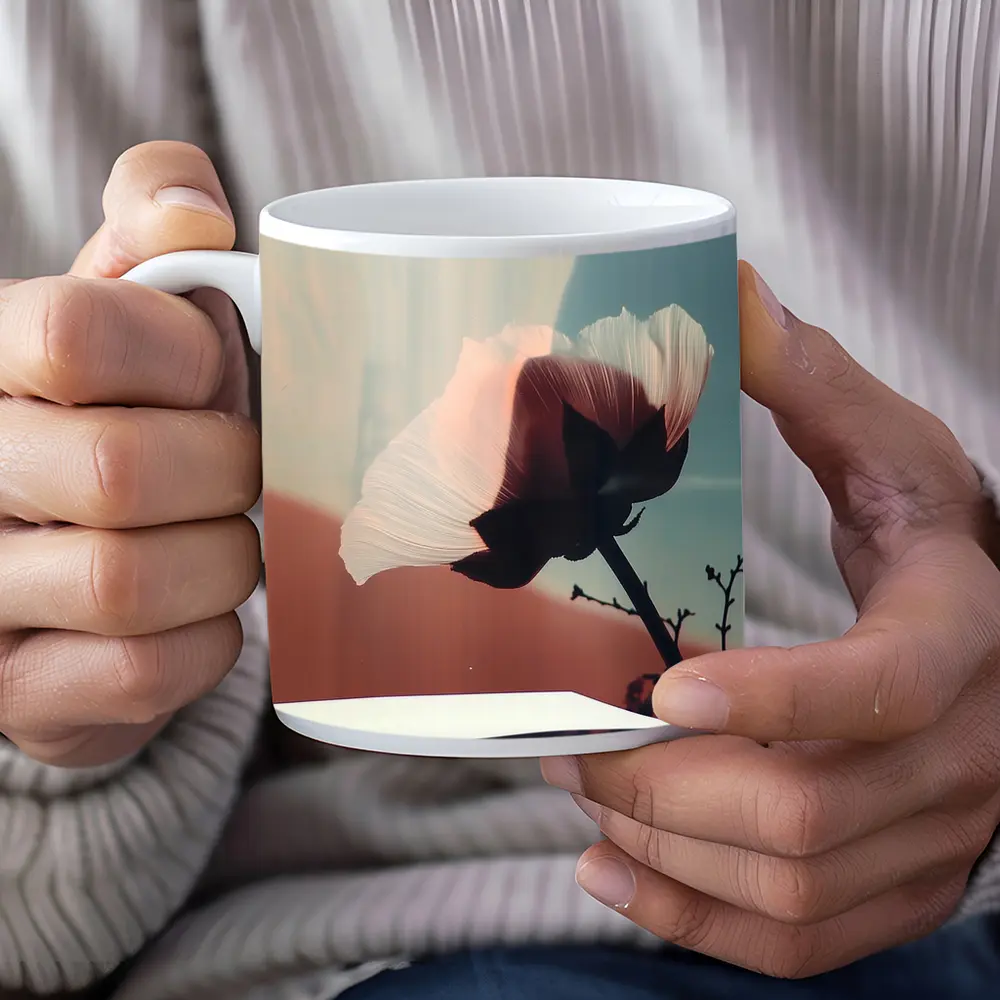 Poppy Flower Soft Blue Sky Background – Mugs