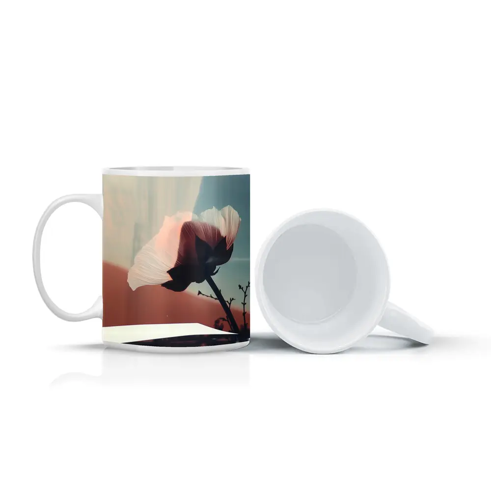 Poppy Flower Soft Blue Sky Background – Mugs