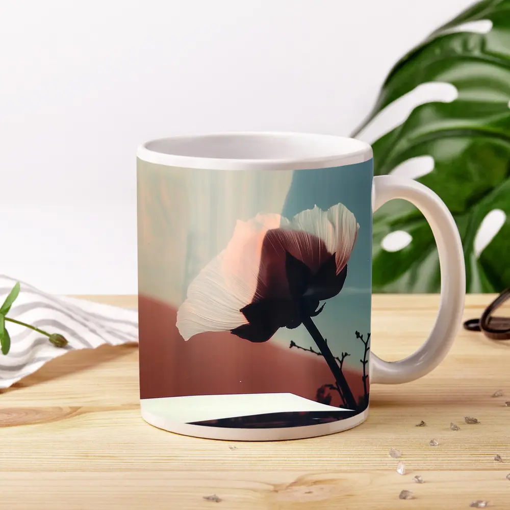 Poppy Flower Soft Blue Sky Background – Mugs