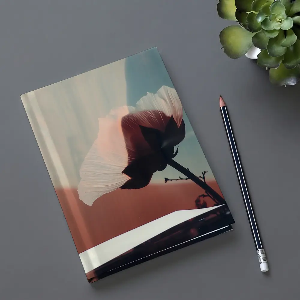 Poppy Flower Soft Blue Sky Background – Notebooks