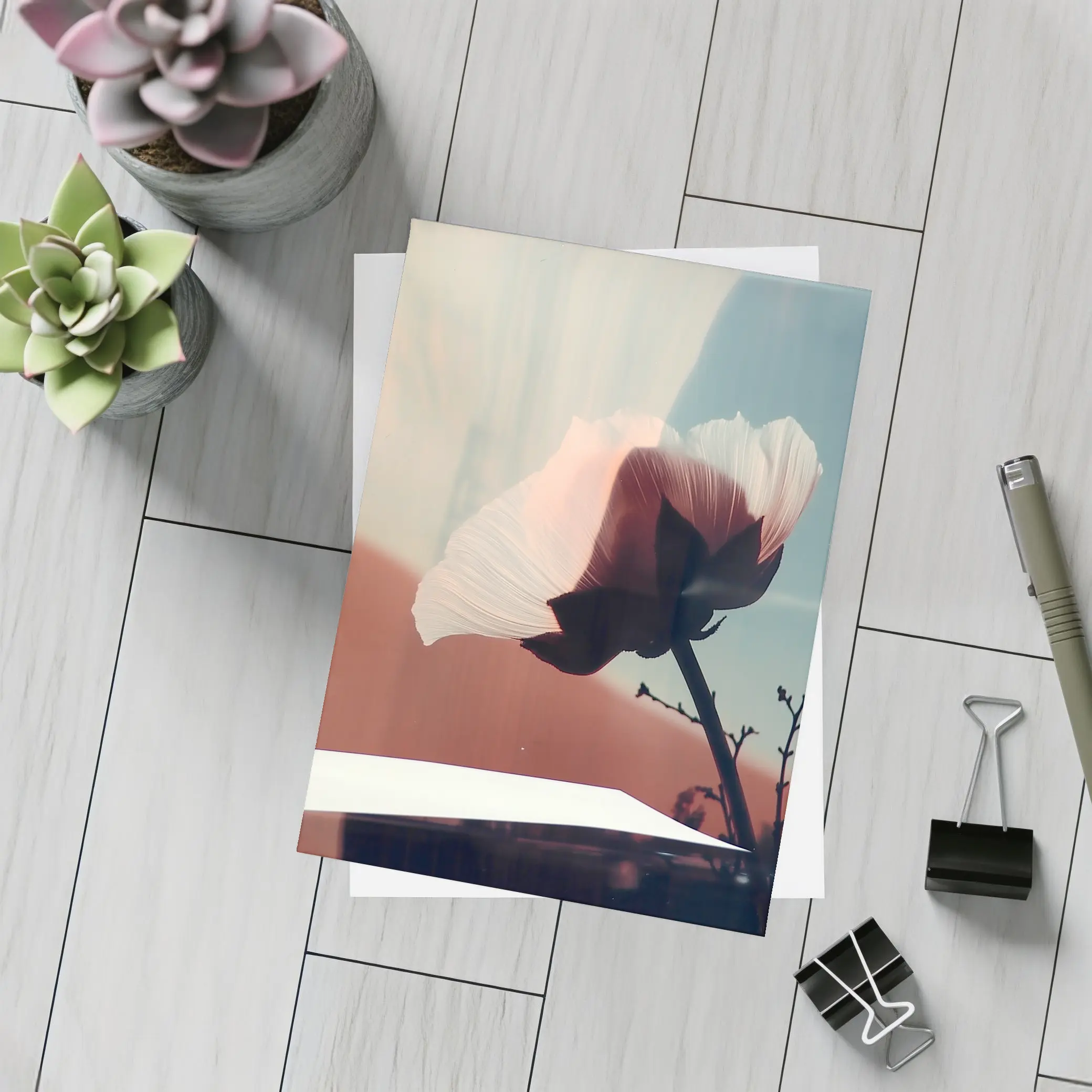 Poppy Flower Soft Blue Sky Background – Postcards