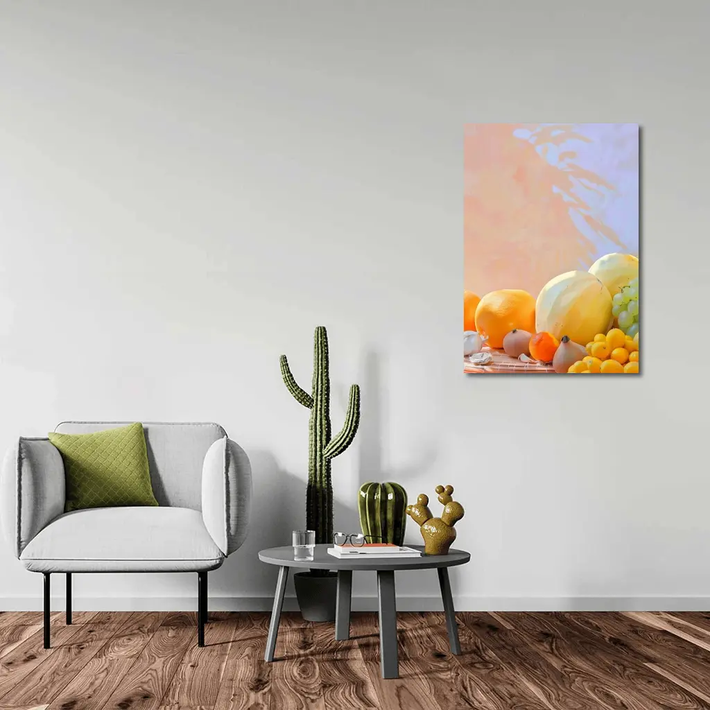 Fresh Fruits Still Life Warm Pastel Background – Wall Art