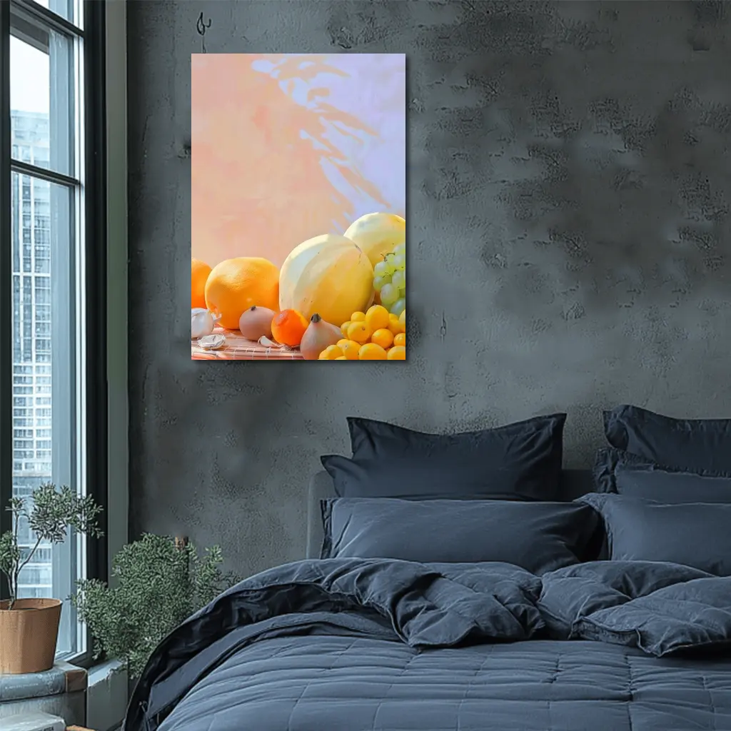 Fresh Fruits Still Life Warm Pastel Background – Wall Art
