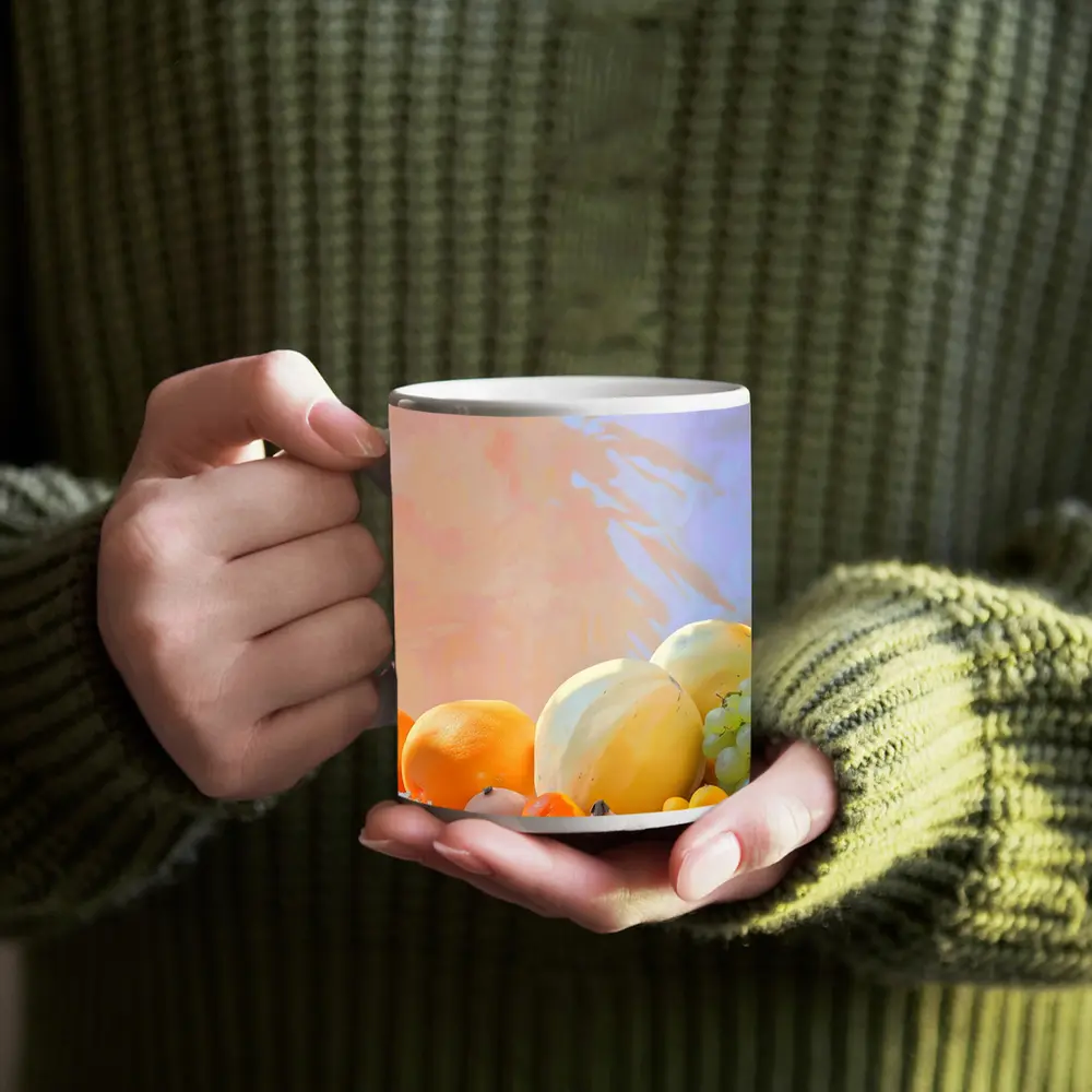 Fresh Fruits Still Life Warm Pastel Background – Mugs