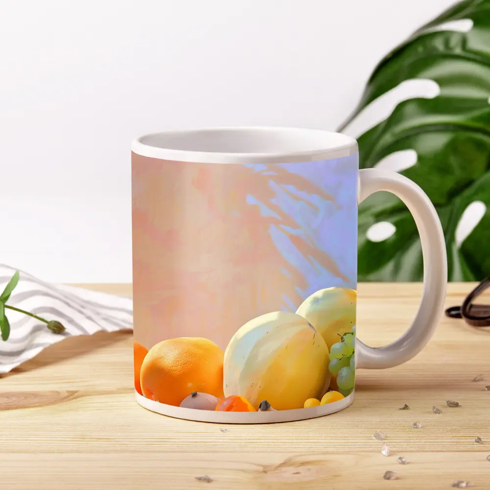 Fresh Fruits Still Life Warm Pastel Background – Mugs