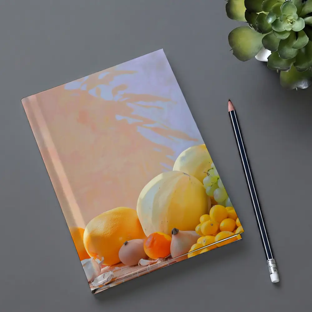 Fresh Fruits Still Life Warm Pastel Background – Notebooks