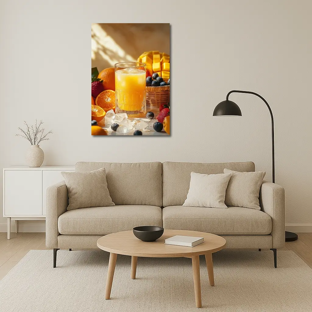 Fresh Orange Juice Glass With Summer Fruits – Wall Art