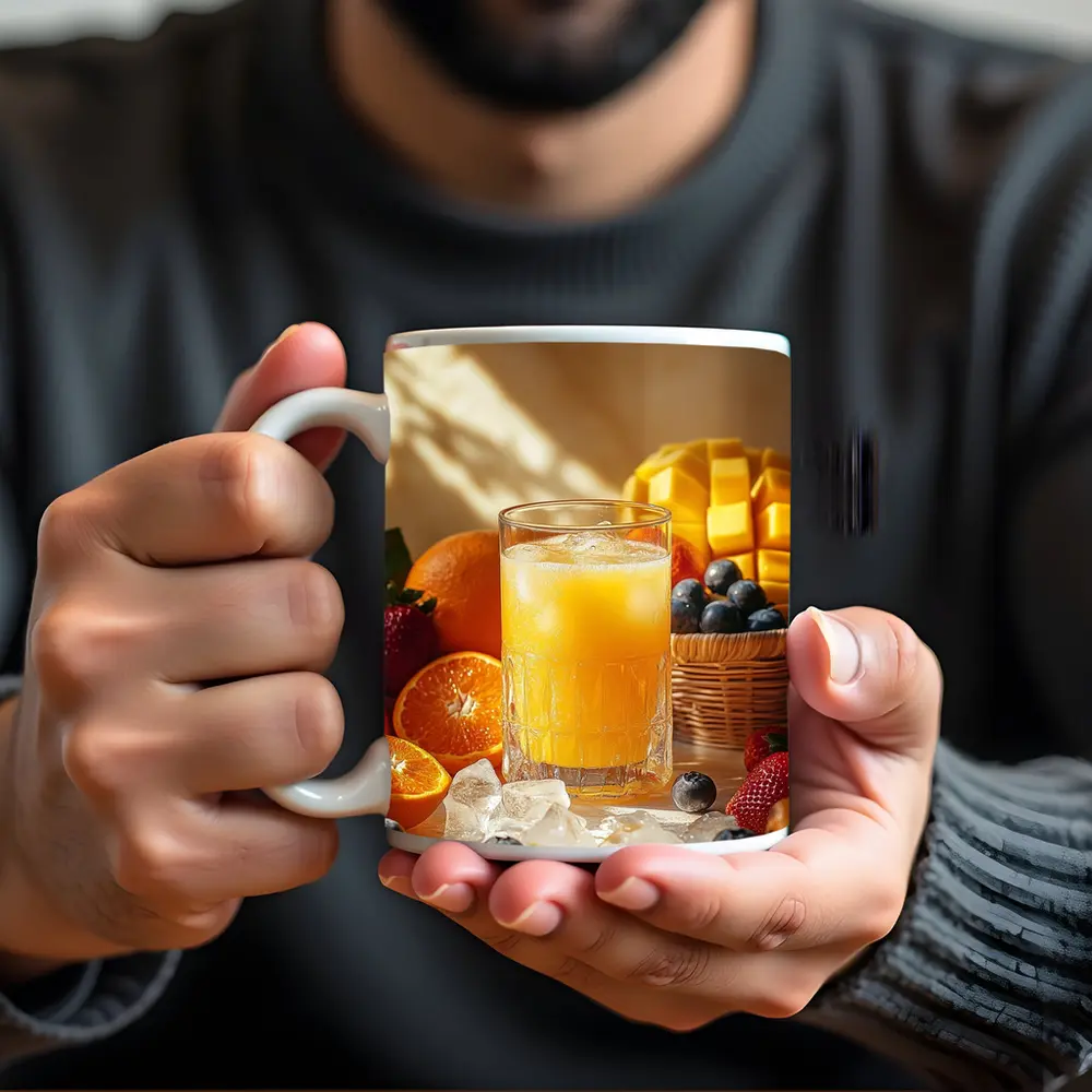 Fresh Orange Juice Glass With Summer Fruits – Mugs