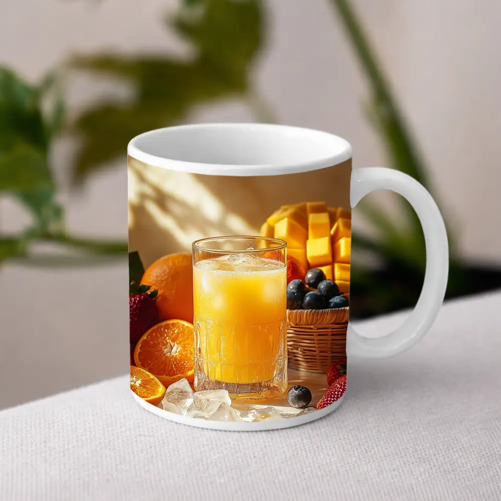 Fresh Orange Juice Glass With Summer Fruits – Mugs