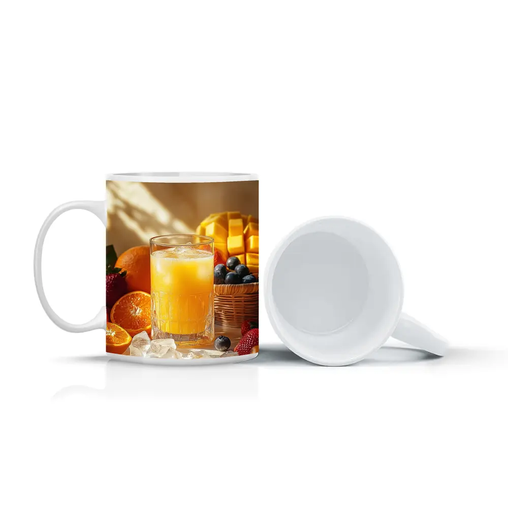 Fresh Orange Juice Glass With Summer Fruits – Mugs