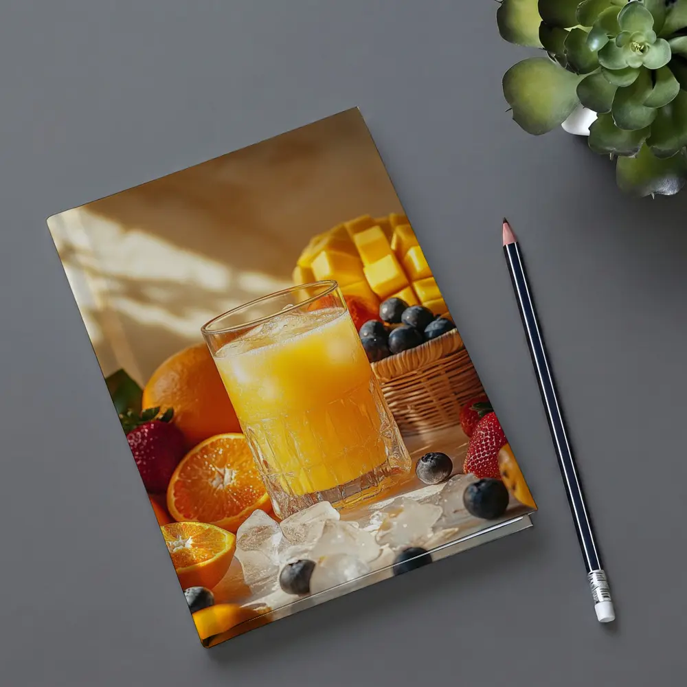 Fresh Orange Juice Glass With Summer Fruits – Notebooks