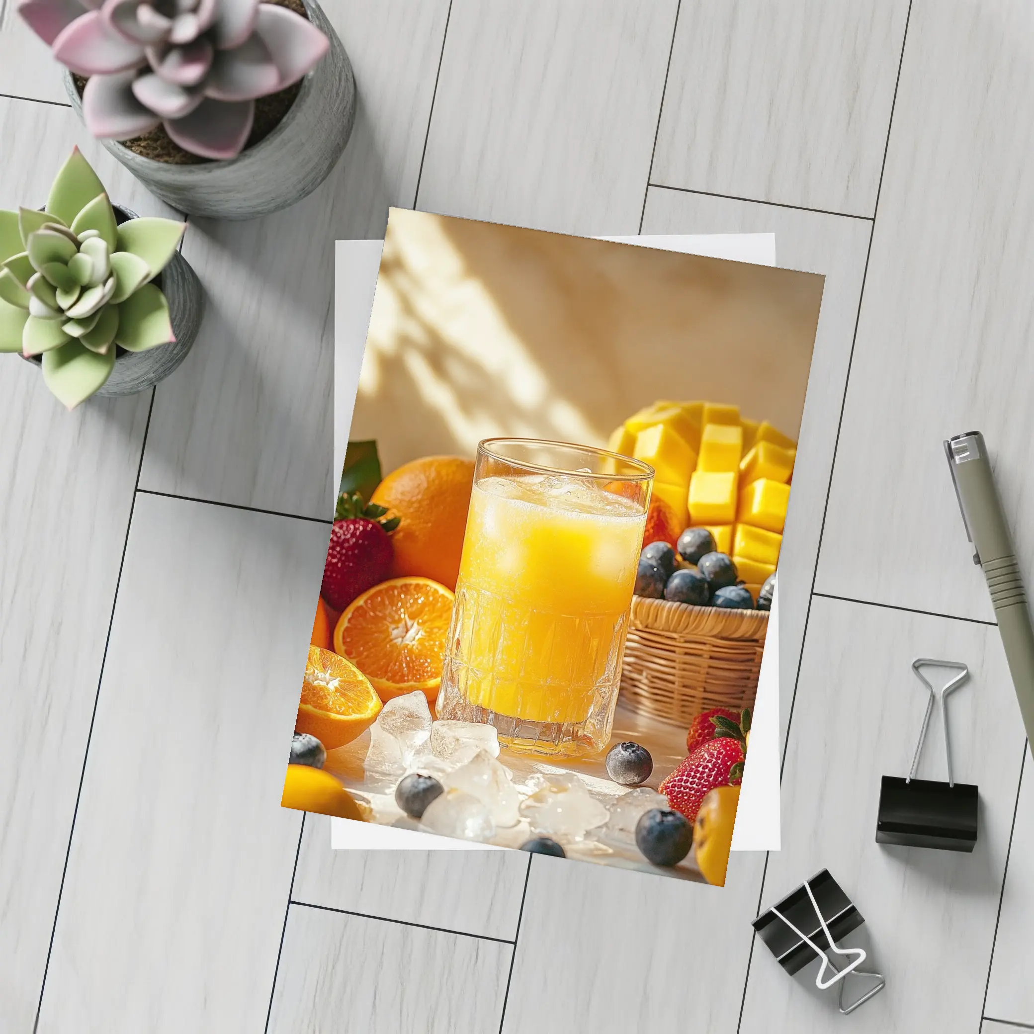 Fresh Orange Juice Glass With Summer Fruits – Postcards
