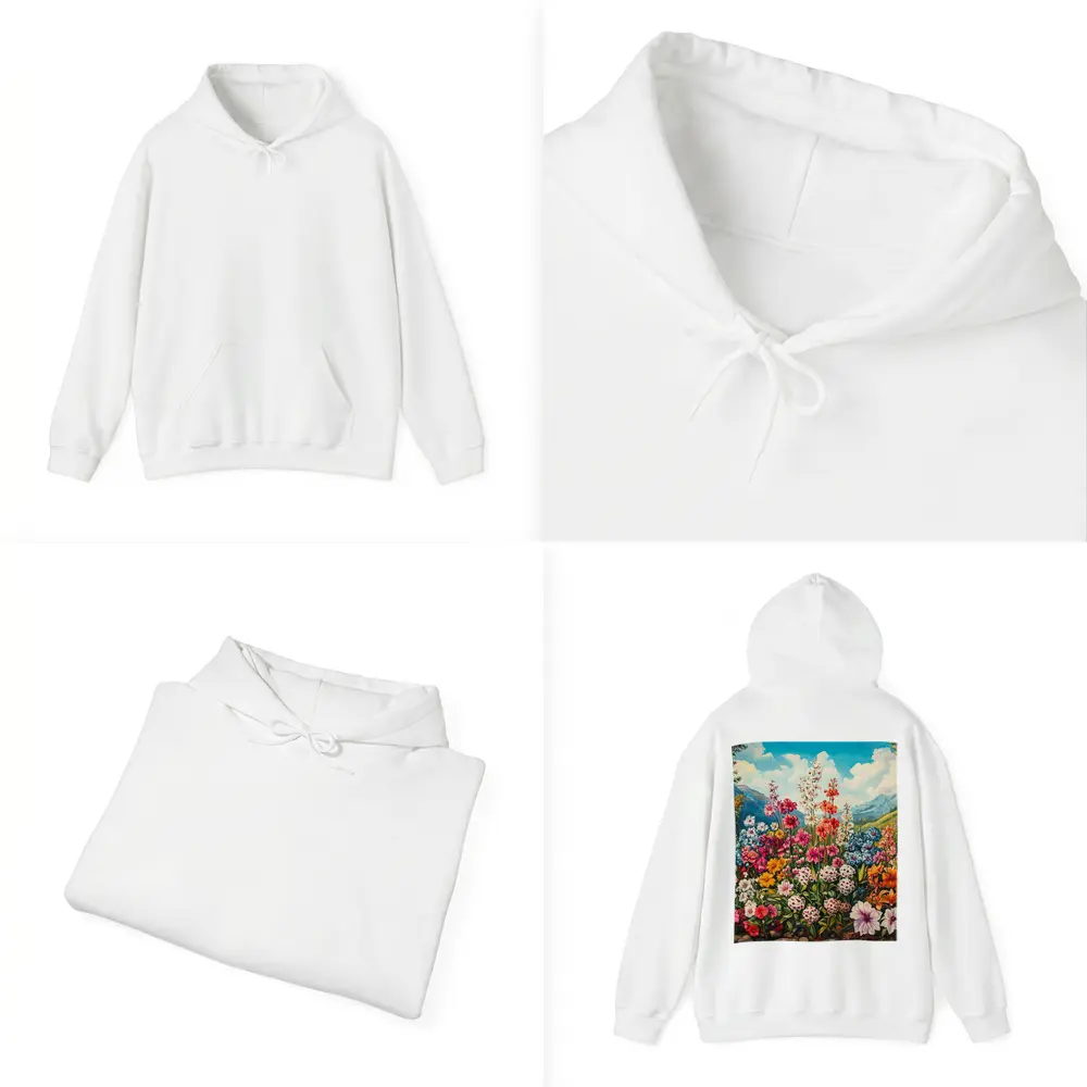 Colorful Wildflowers Garden Mountain Landscape Painting – Hoodies