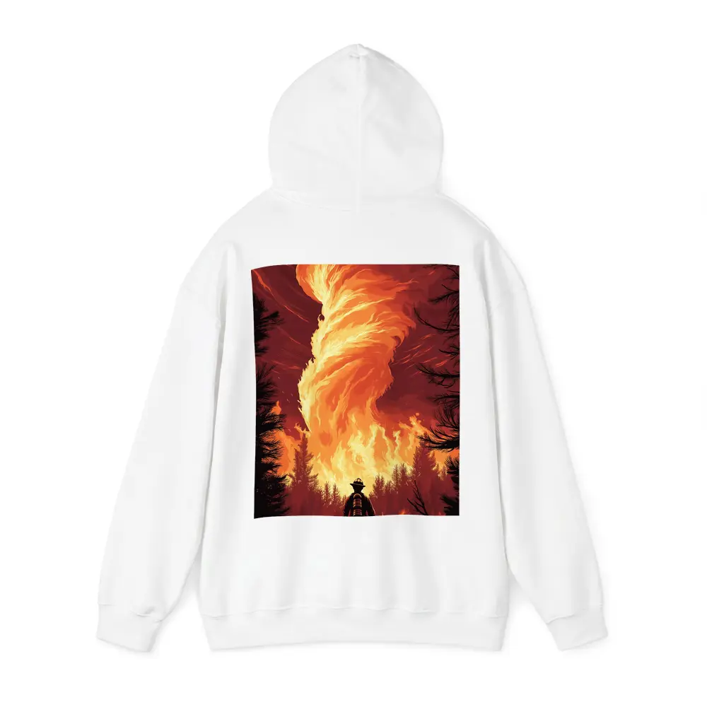 Firefighter Standing Before Massive Fire Tornado – Hoodies