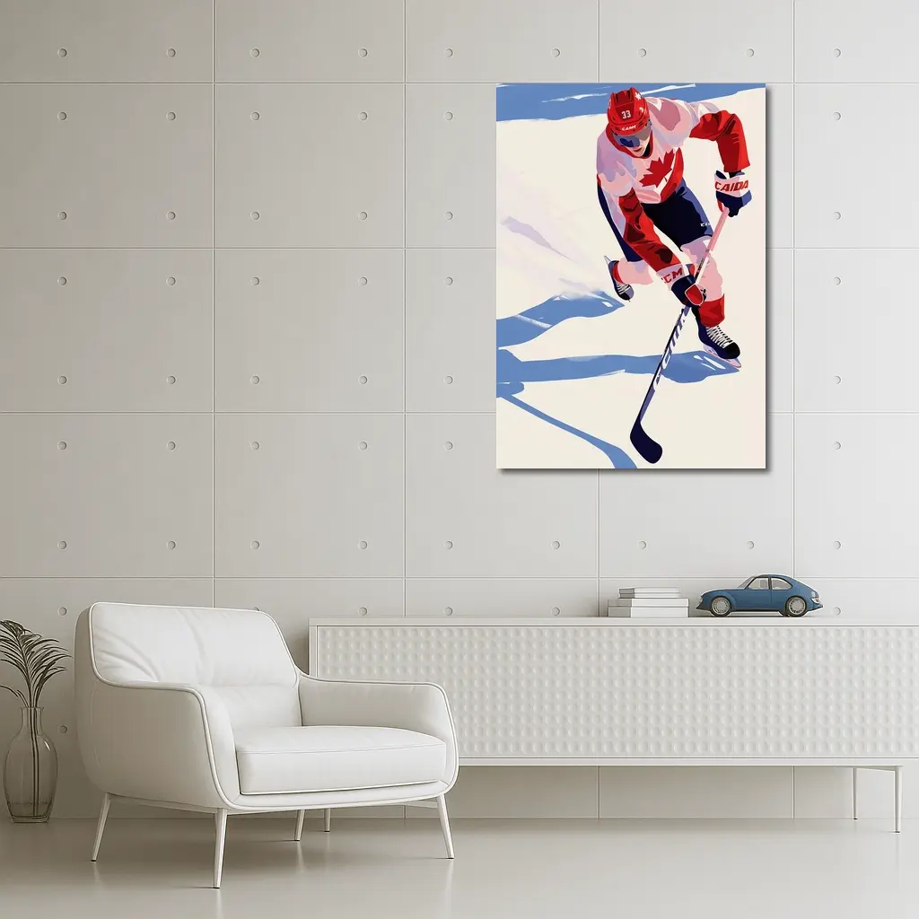 Canada Hockey Player Flat Art Style – Wall Art