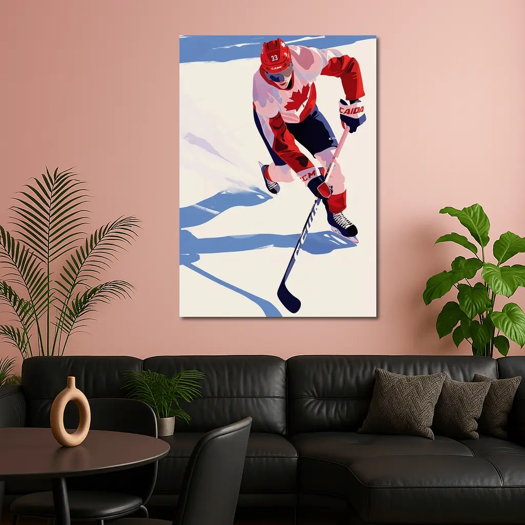 Canada Hockey Player Flat Art Style – Wall Art