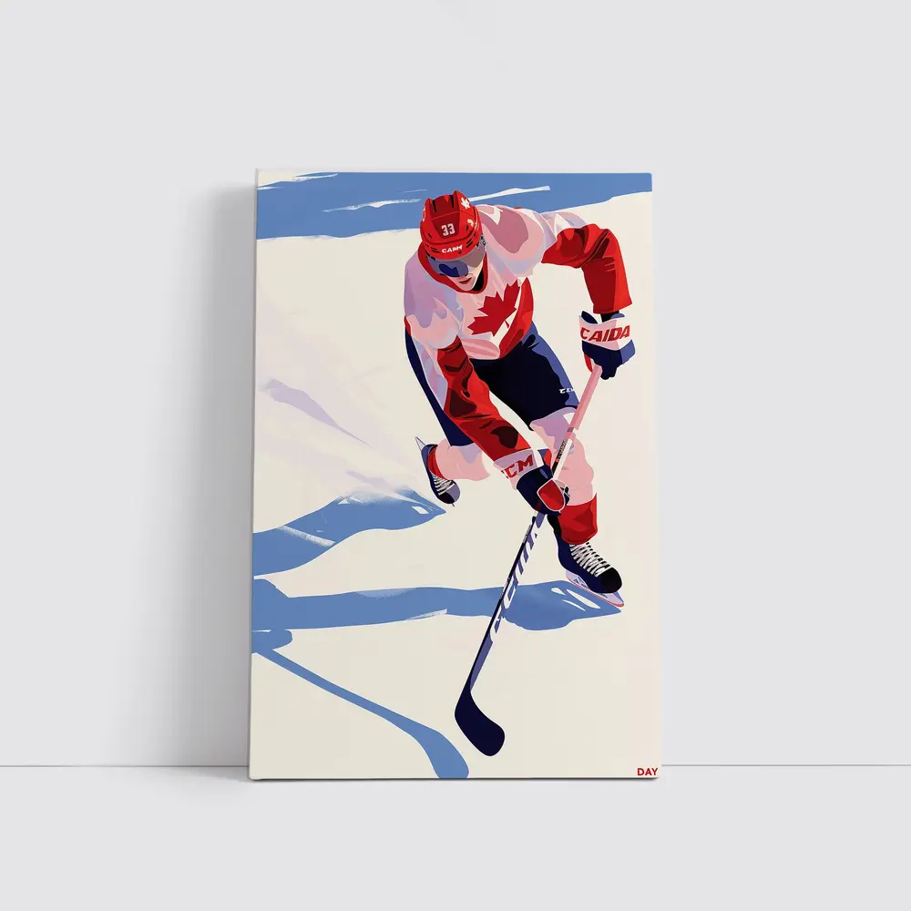 Canada Hockey Player Flat Art Style – Wall Art