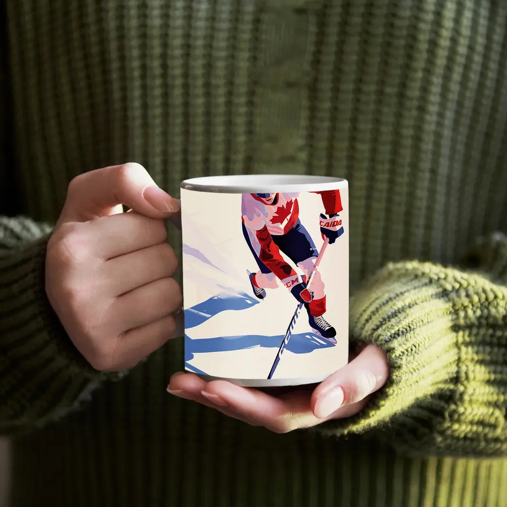 Canada Hockey Player Flat Art Style – Mugs