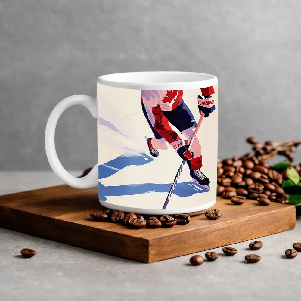 Canada Hockey Player Flat Art Style – Mugs