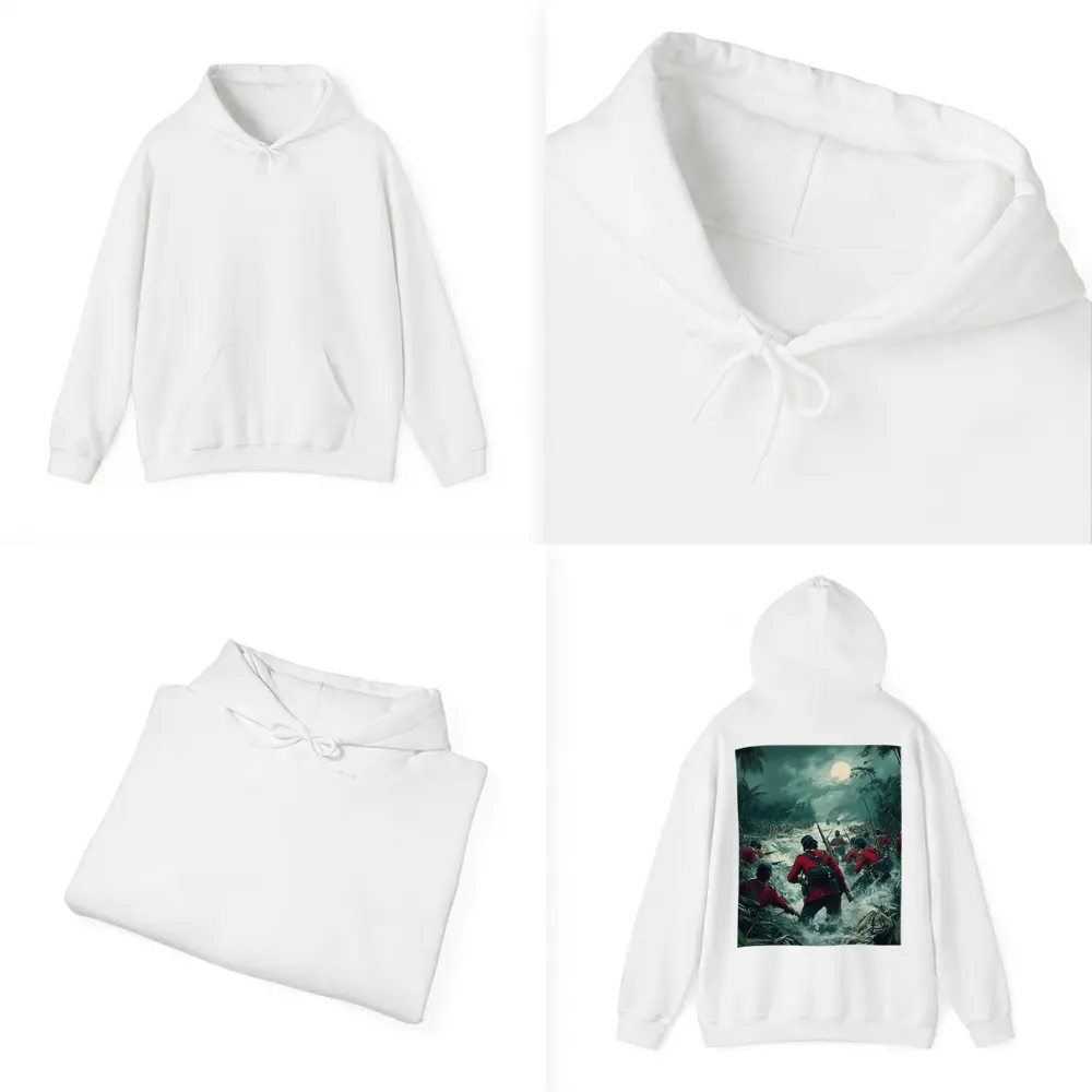 British Soldiers Charging Through Jungle River Night – Hoodies