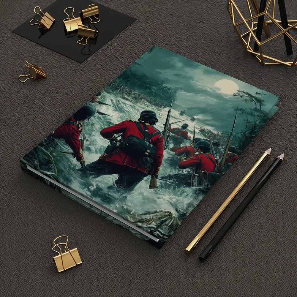 British Soldiers Charging Through Jungle River Night – Notebooks