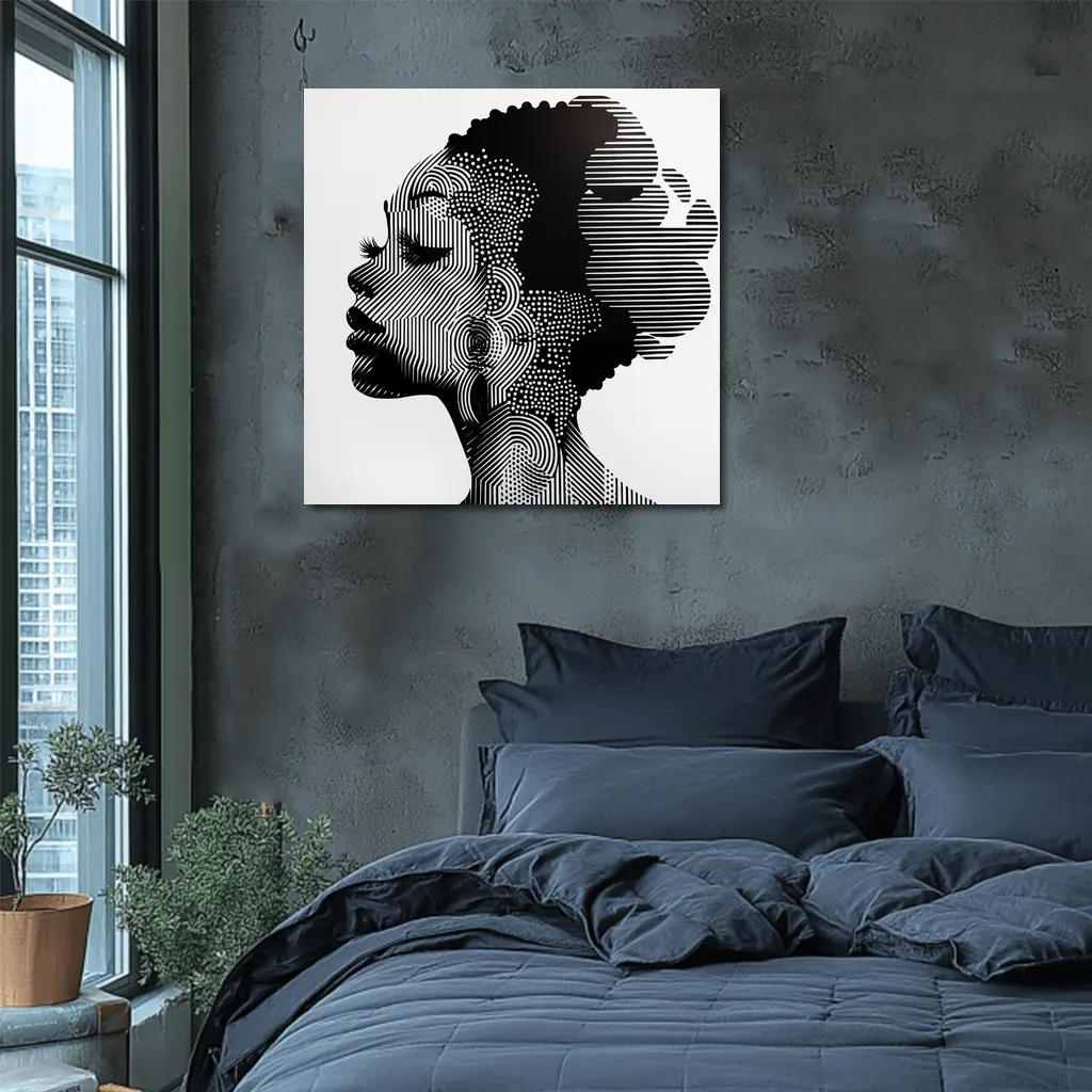 Black White Woman Portrait Graphic Line Art – Wall Art