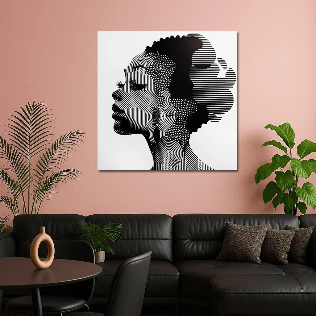 Black White Woman Portrait Graphic Line Art – Wall Art