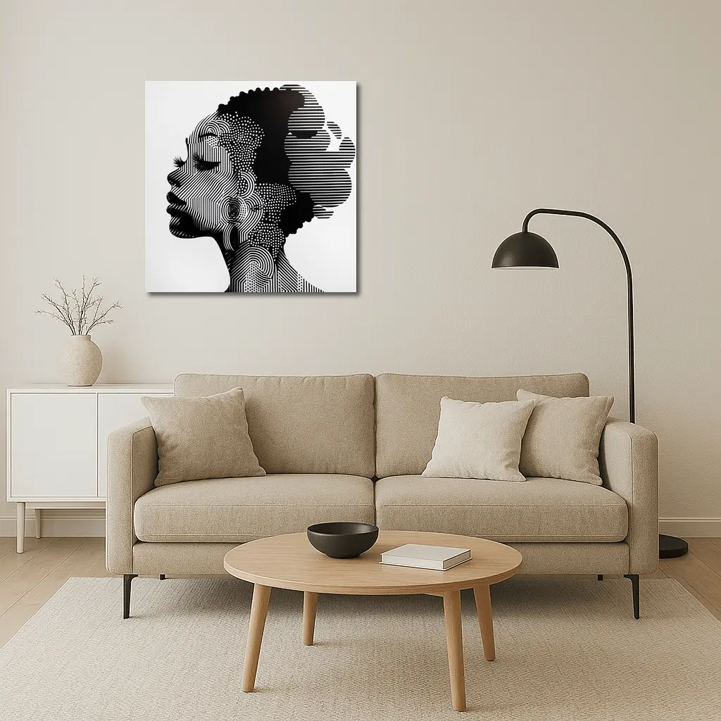 Black White Woman Portrait Graphic Line Art – Wall Art
