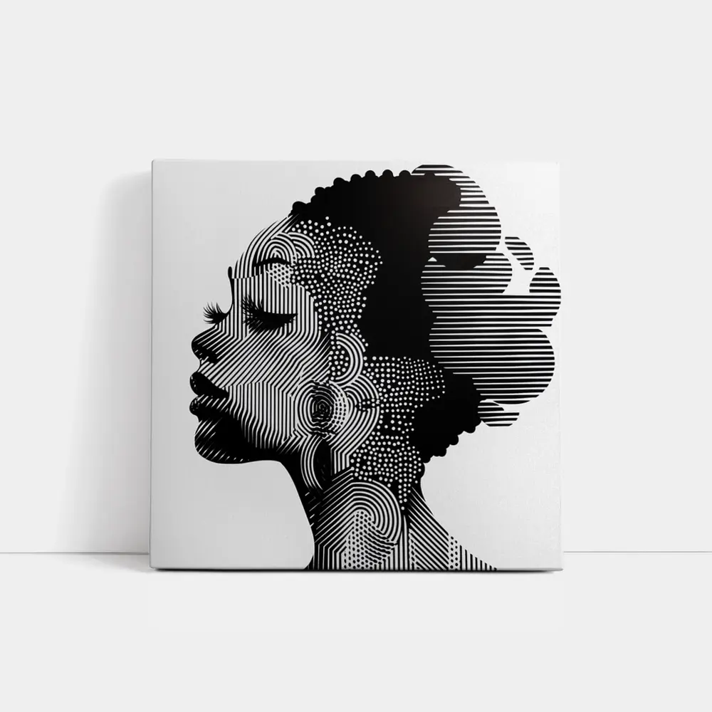 Black White Woman Portrait Graphic Line Art – Wall Art