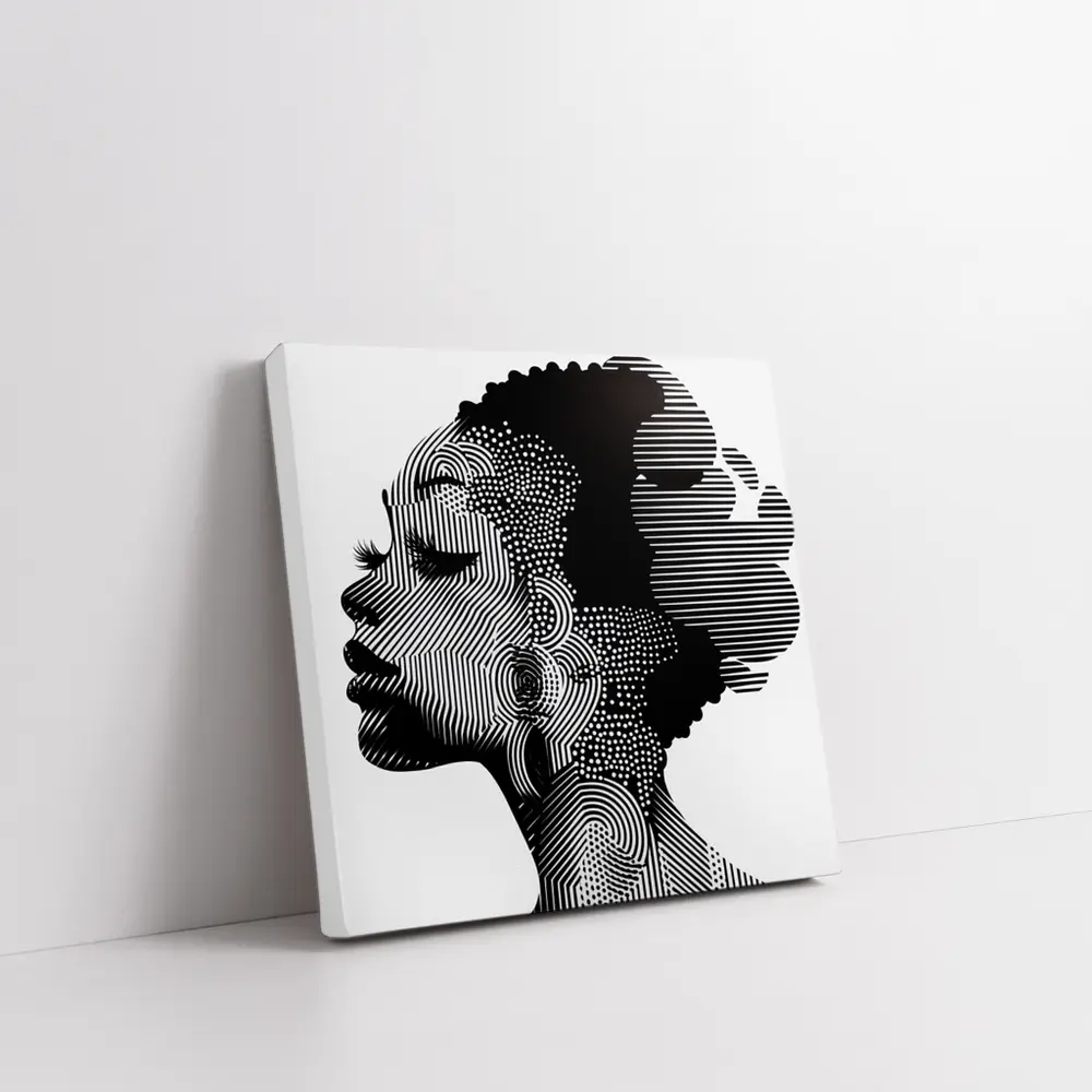 Black White Woman Portrait Graphic Line Art – Wall Art