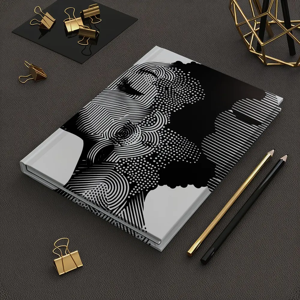 Black White Woman Portrait Graphic Line Art – Notebooks