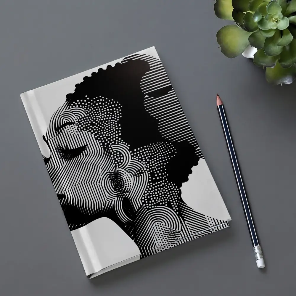 Black White Woman Portrait Graphic Line Art – Notebooks