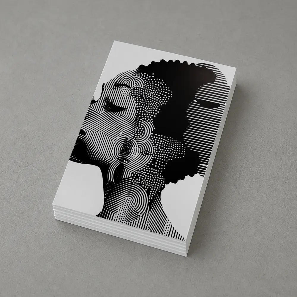 Black White Woman Portrait Graphic Line Art – Postcards