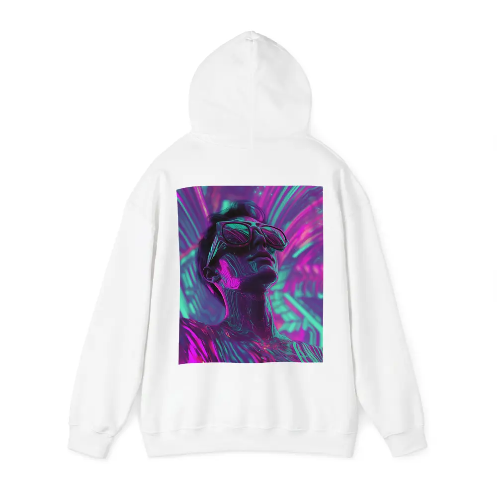 Neon Man Portrait Retrowave Purple Teal Art – Hoodies