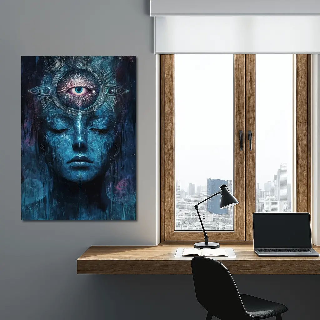 Third Eye Woman Blue Mystical Dark Art – Wall Art