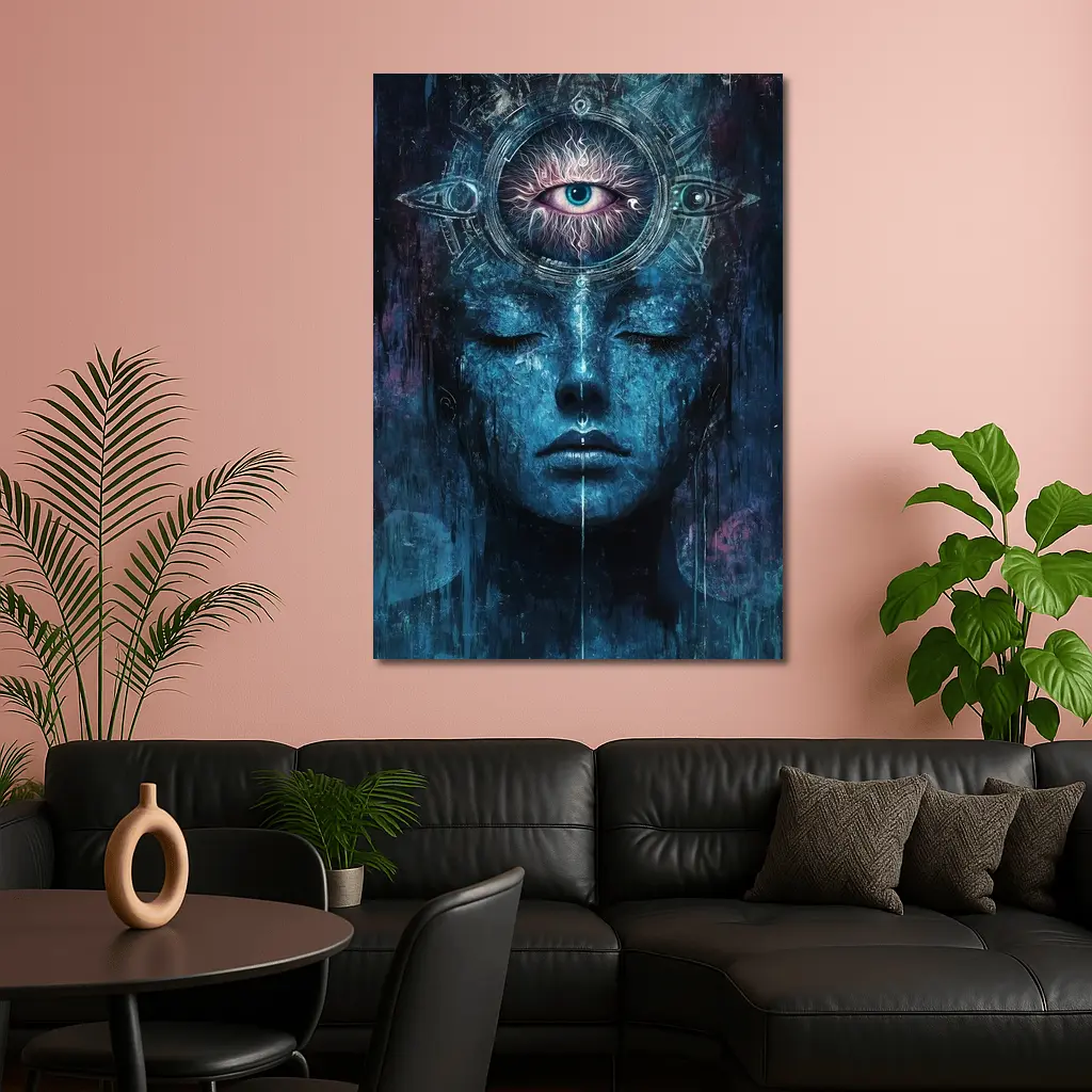 Third Eye Woman Blue Mystical Dark Art – Wall Art