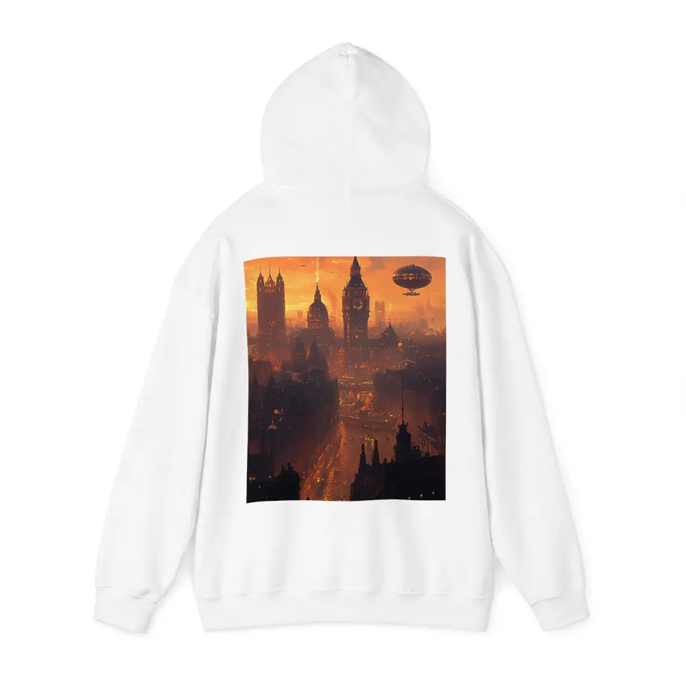Steampunk London Skyline With Airships Sunset – Hoodies