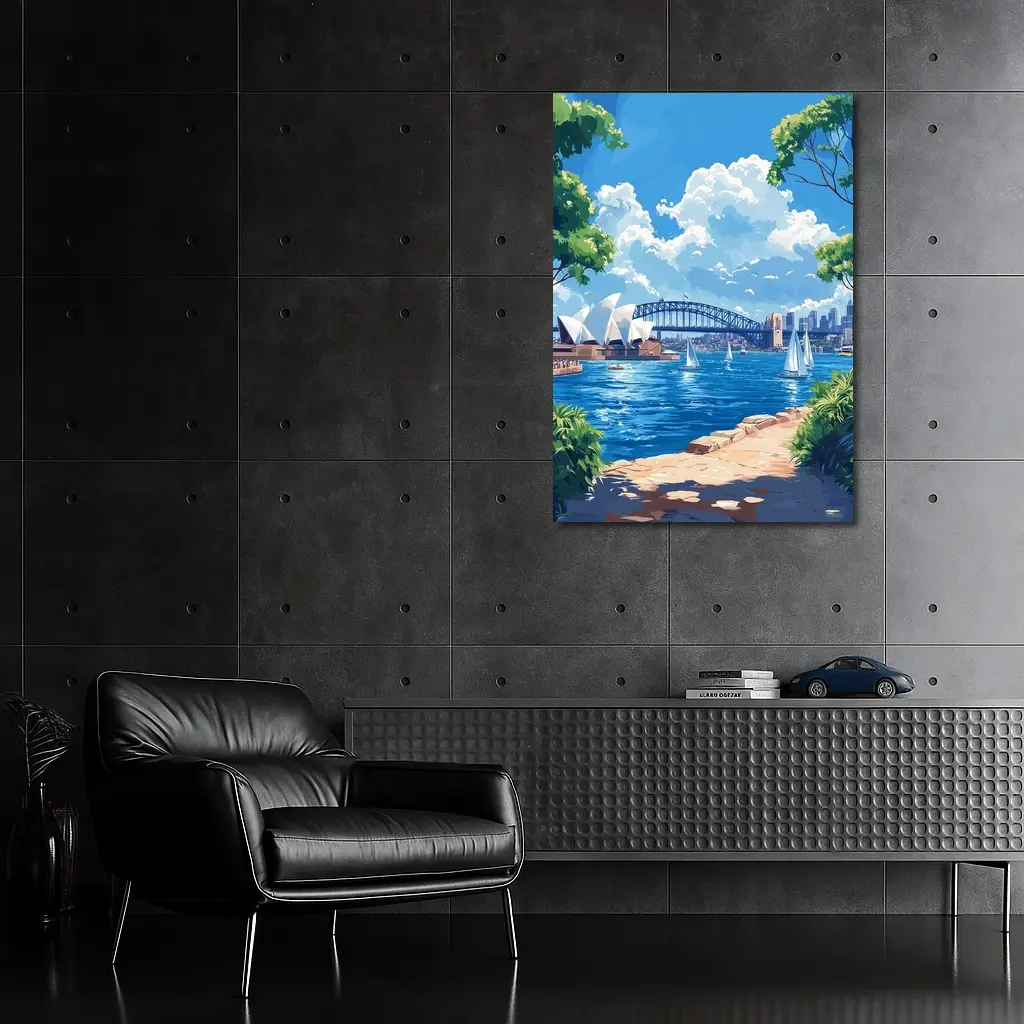 Sydney Opera House Harbour Bridge Illustration Art – Wall Art