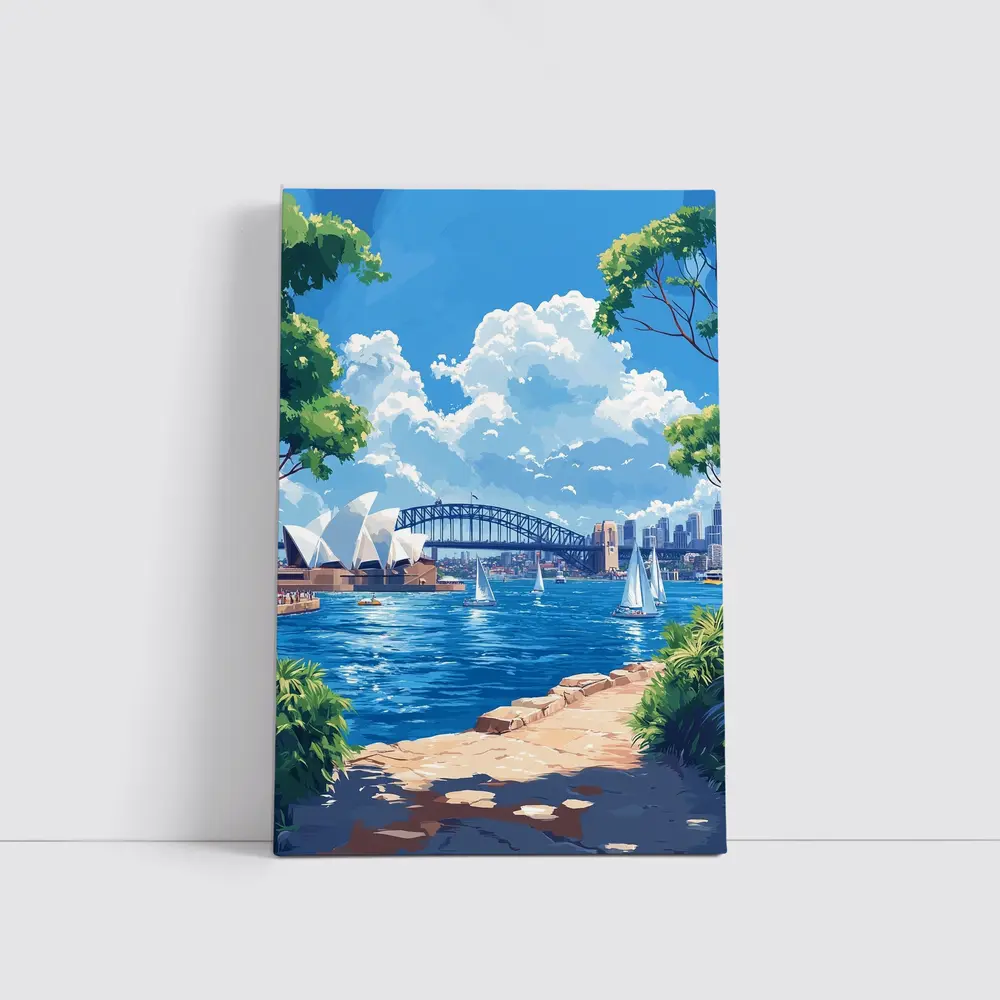 Sydney Opera House Harbour Bridge Illustration Art – Wall Art