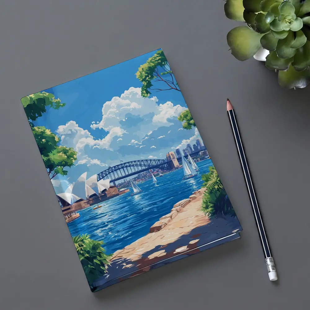 Sydney Opera House Harbour Bridge Illustration Art – Notebooks