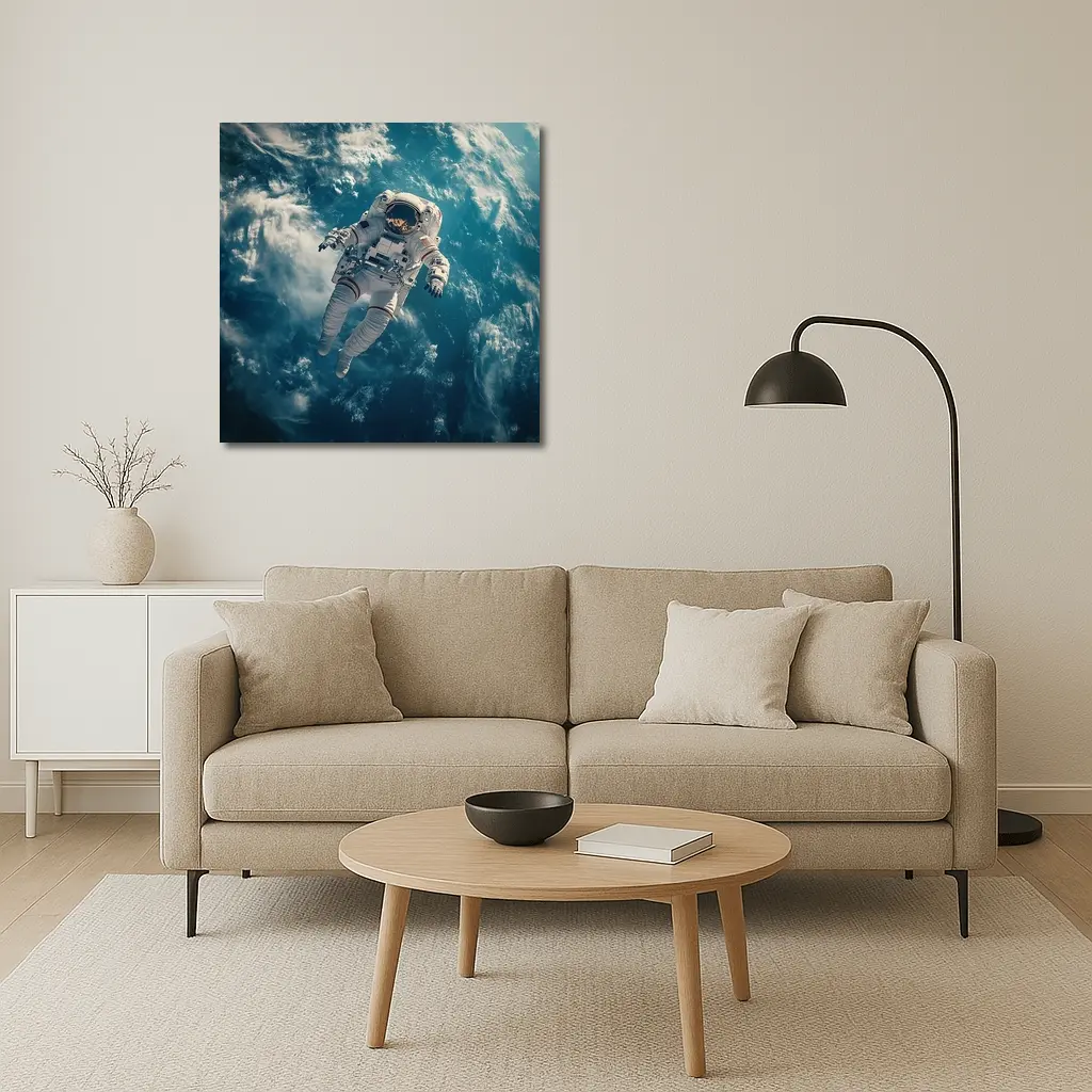 Astronaut Floating Above Earth Clouds – Wall Art