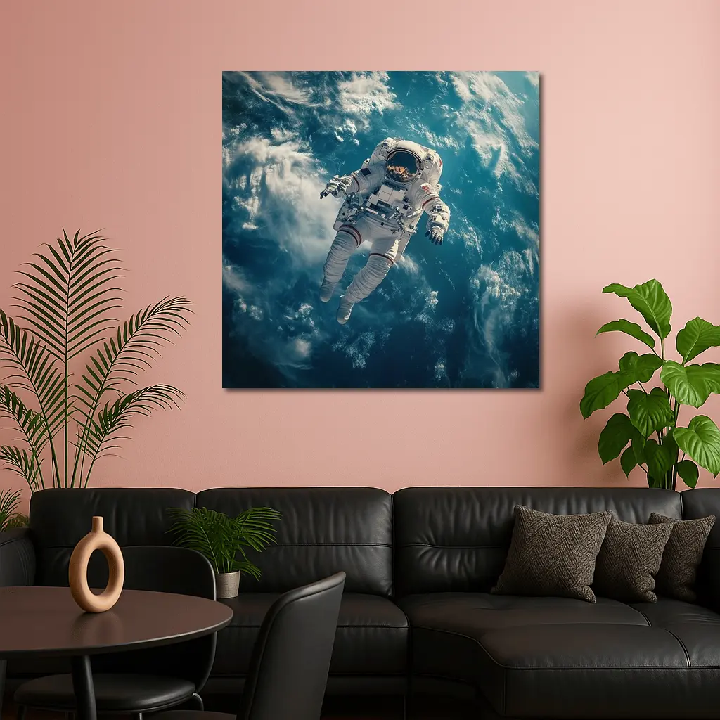 Astronaut Floating Above Earth Clouds – Wall Art