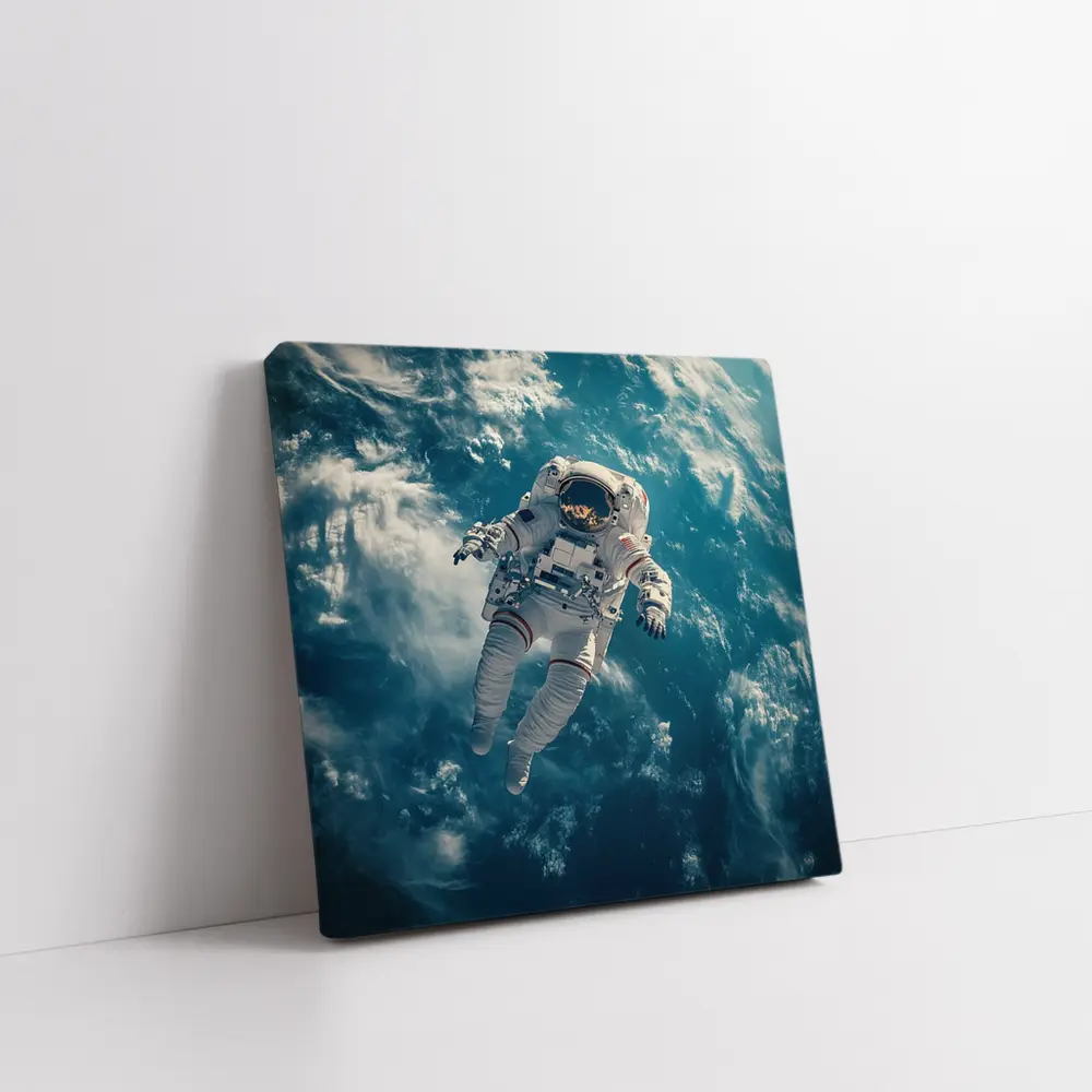 Astronaut Floating Above Earth Clouds – Wall Art