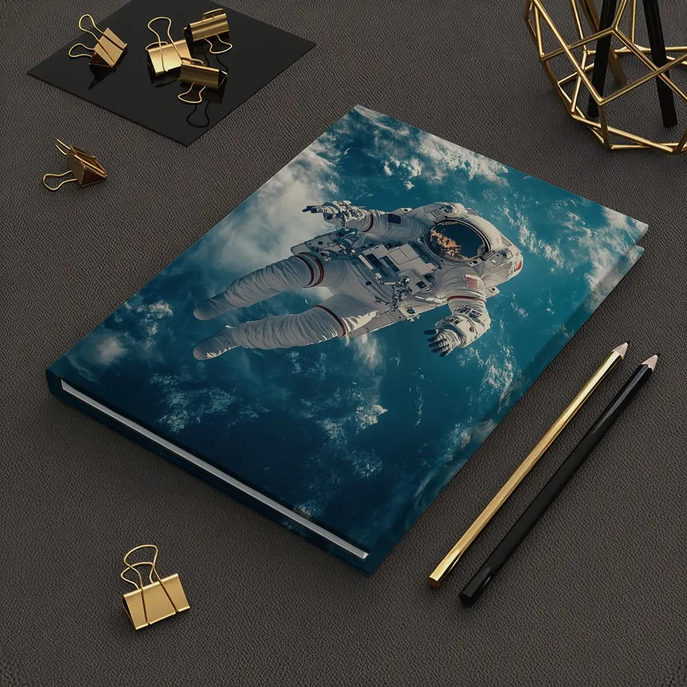 Astronaut Floating Above Earth Clouds – Notebooks