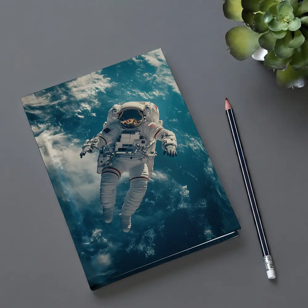 Astronaut Floating Above Earth Clouds – Notebooks