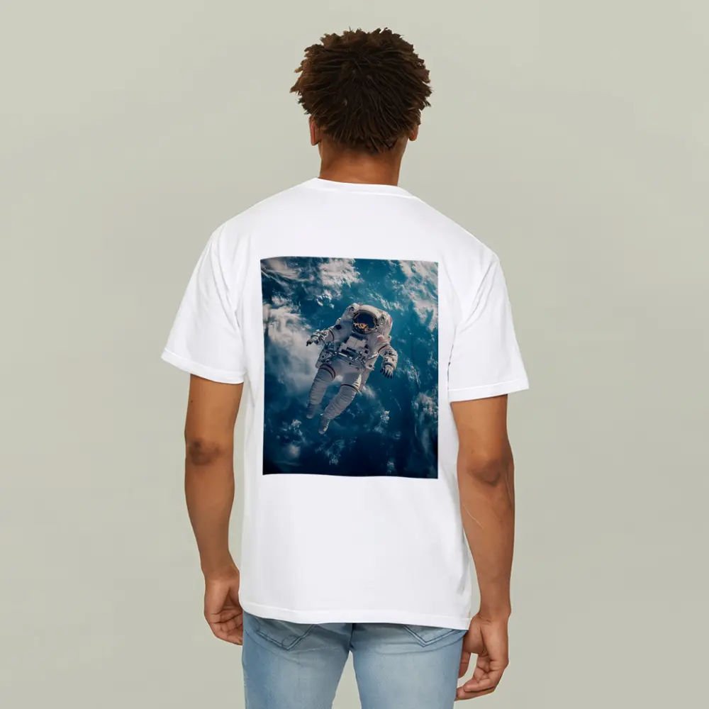 Astronaut Floating Above Earth Clouds – T-Shirts
