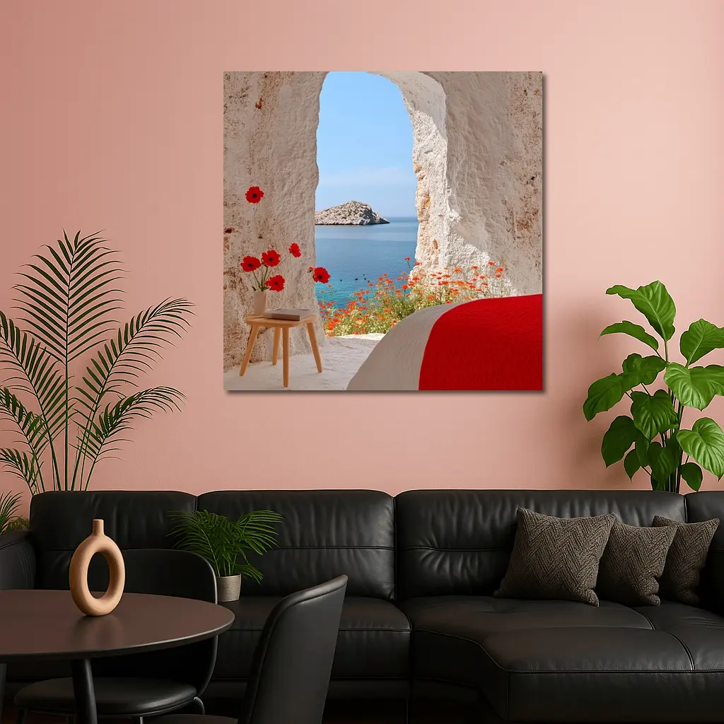 Cave Room Poppies Mediterranean Sea View – Wall Art